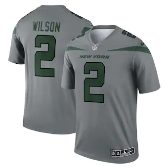 mens nike zach wilson gray new york jets inverted legend je